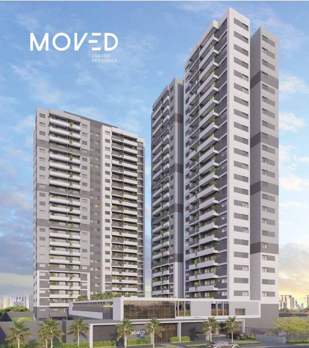 Imagem ilustrada da torre do empreendimento Moved Osasco Residences da Construtora Eztec