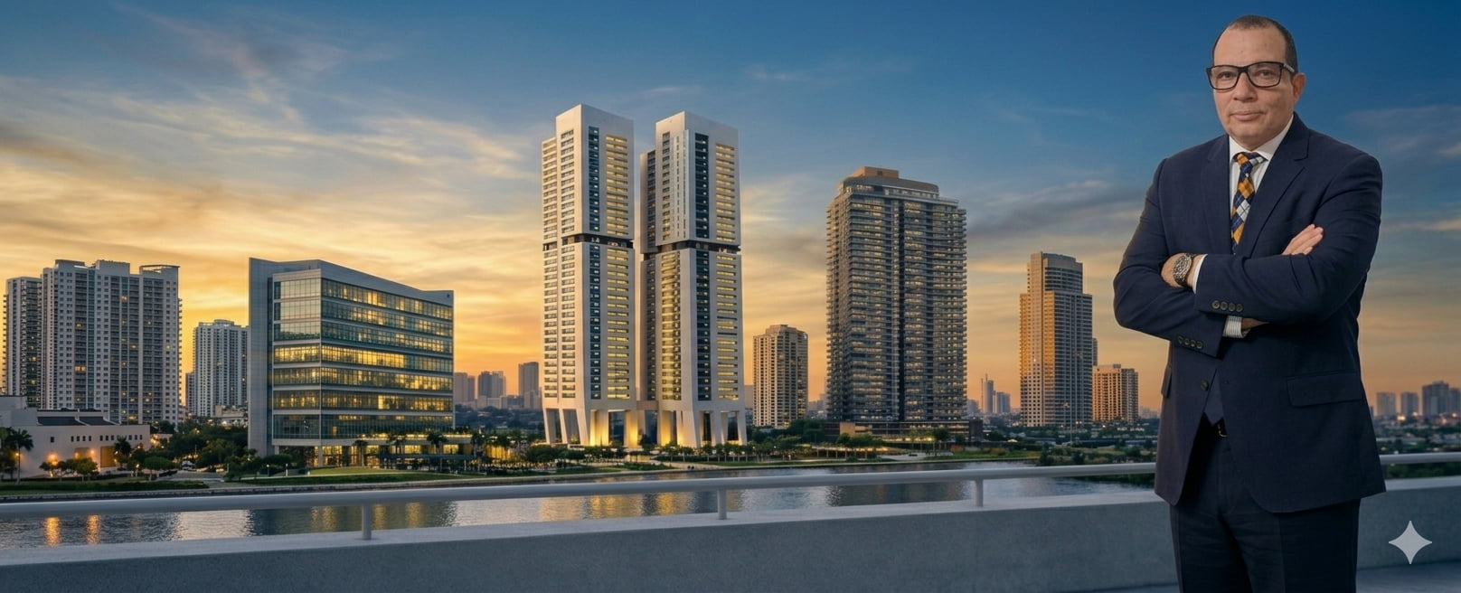 Imagem Ilustrativa de mim como Corretor Eztec em frente a um skyline de São Paulo