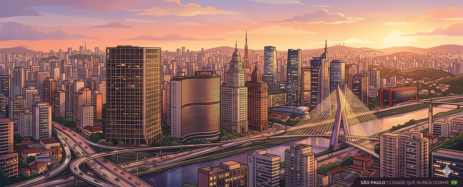 Imagem Ilustrativa do Sky Line de São Paulo para falar sobre os bairros dos empreendimentos da Eztec em São Paulo.
