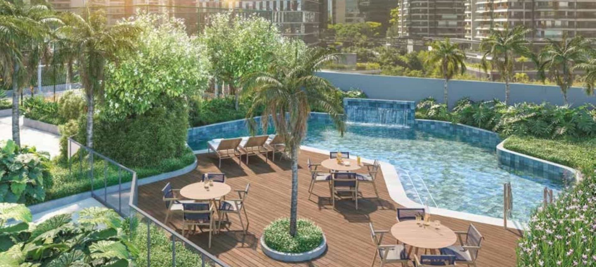 Apartamento Eztec Brooklin no projeto Casa Nacional Eztec. Segue Imagem ilustrativa de Salão da Piscina Infantil.