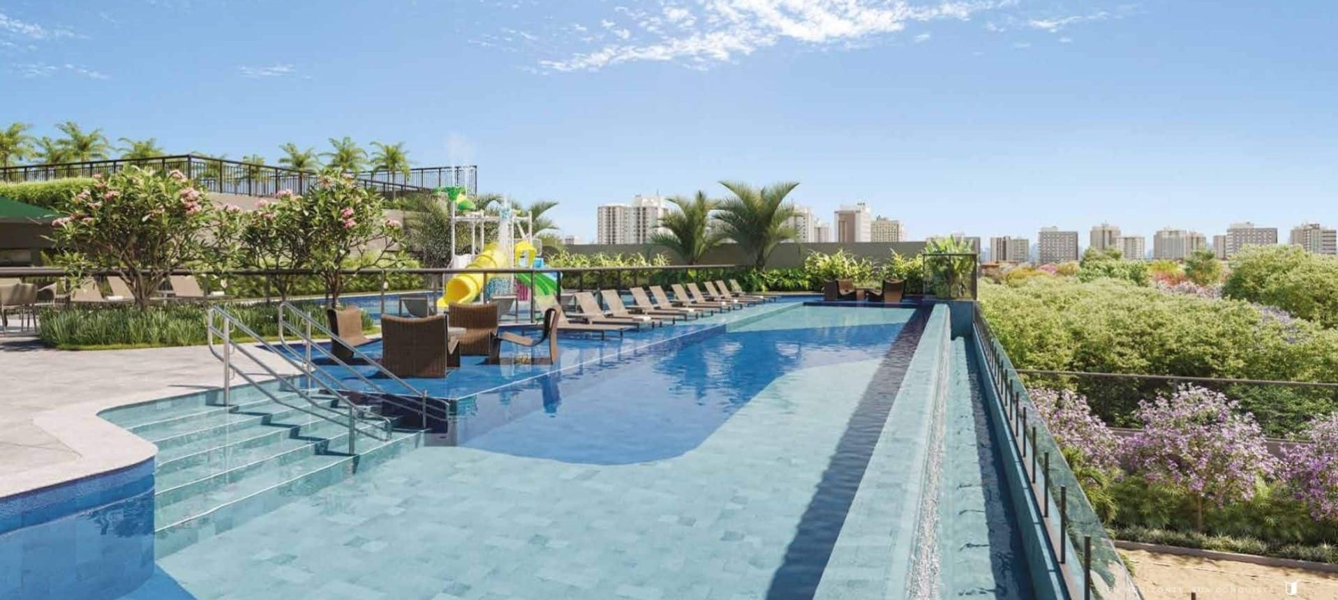 Apartamento Eztec na Mooca - Imagem Ilustrativa da Piscina com borda infinita do Projeto Mooca Città Torino