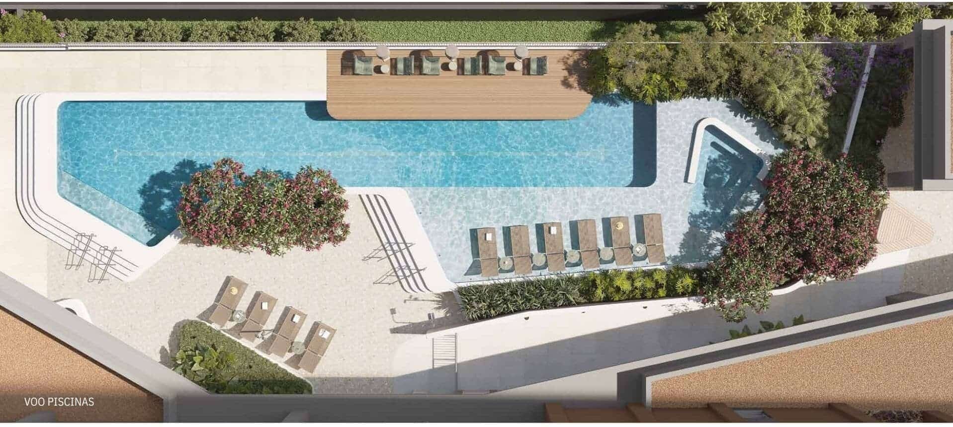 Imagem ilustrativa da piscina e do spa externo do empreendimento Metropolitan by Lindenberg em Apartamento Chácara Santo Antônio